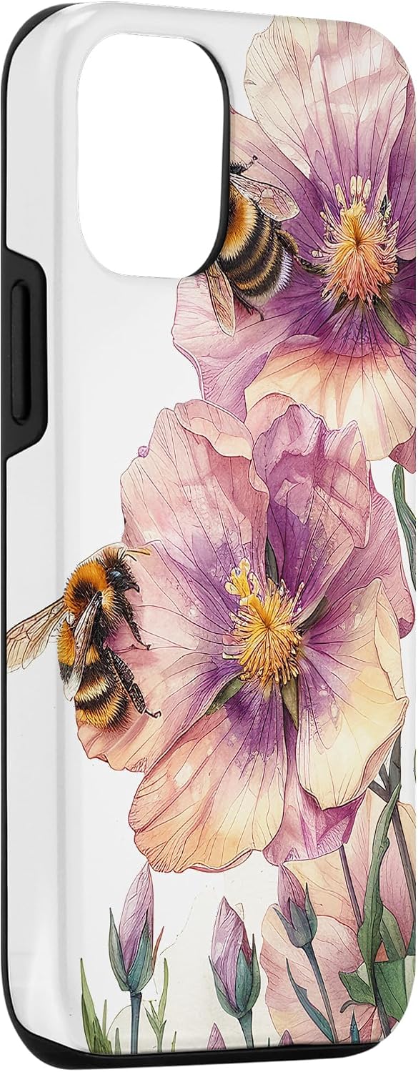 iPhone 15 Case Cape Evening Primrose Flower Blooming with Bees Around Graphic - Image 4