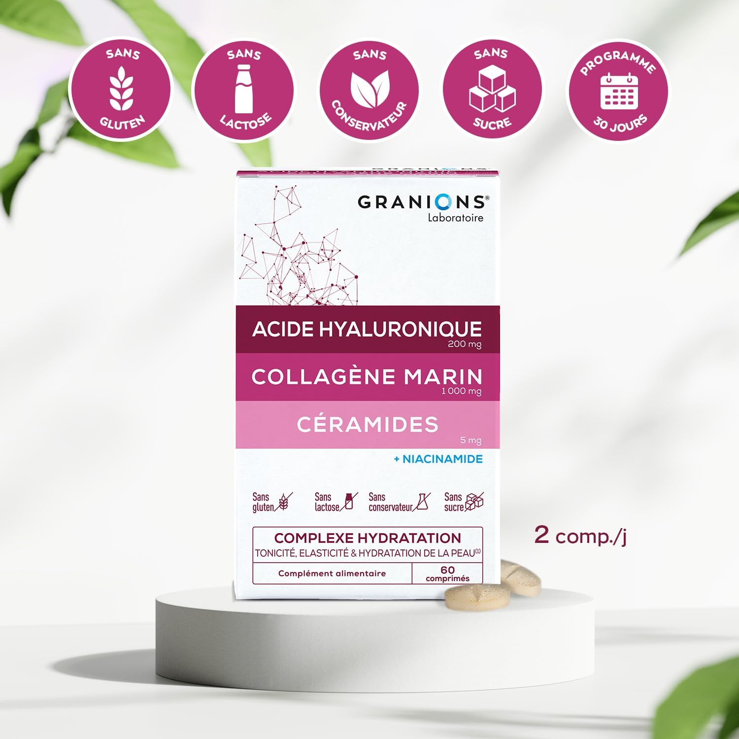 Niacinamide - Granions Collagen Marine Anti Wrinkle - Ceramides Hyaluronic | Collagene marin enrichi niacinamide et ceramides, soutient l'eclat et l'anti ride de la peau - cure 1 mois, Granions - Image 3
