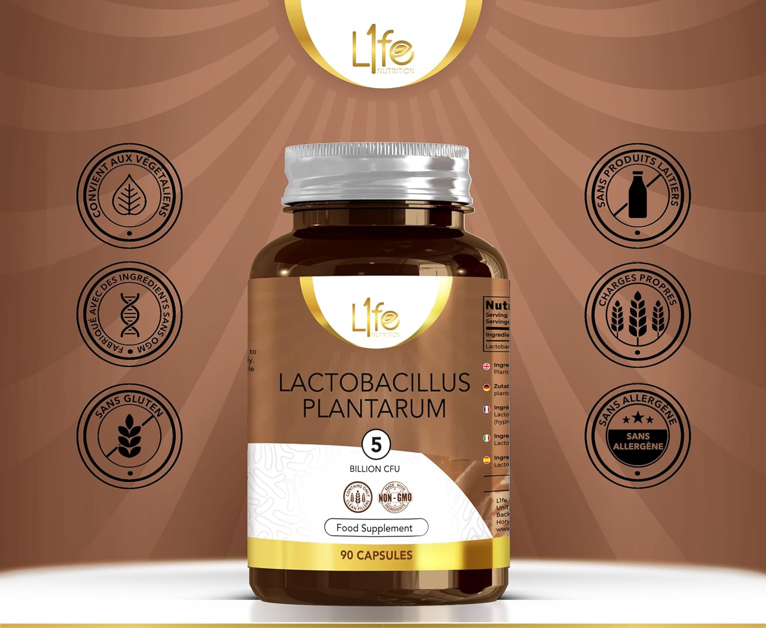 LN Lactobacillus Plantarum | 90 Probiotic L-Plantarum Capsules - 5 Billion CFU Per Serving | Probiotic Prebiotic | Non-GMO Gluten Free Allergen Free | Made in the UK - Image 4