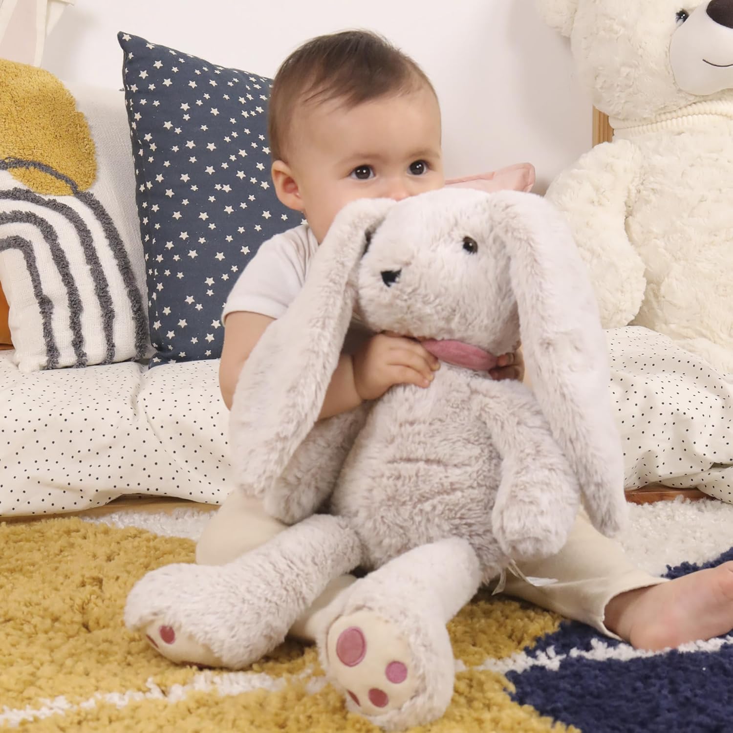 DODO D'AMOUR - Weighted Rabbit Soft Toy - 192903 - Pink - 850 g - Sleep - Relaxation - Soft Toy - French Design - Removable Weight - Machine Washable - Children's Gift - 47 cm - From 6 Months - Image 6