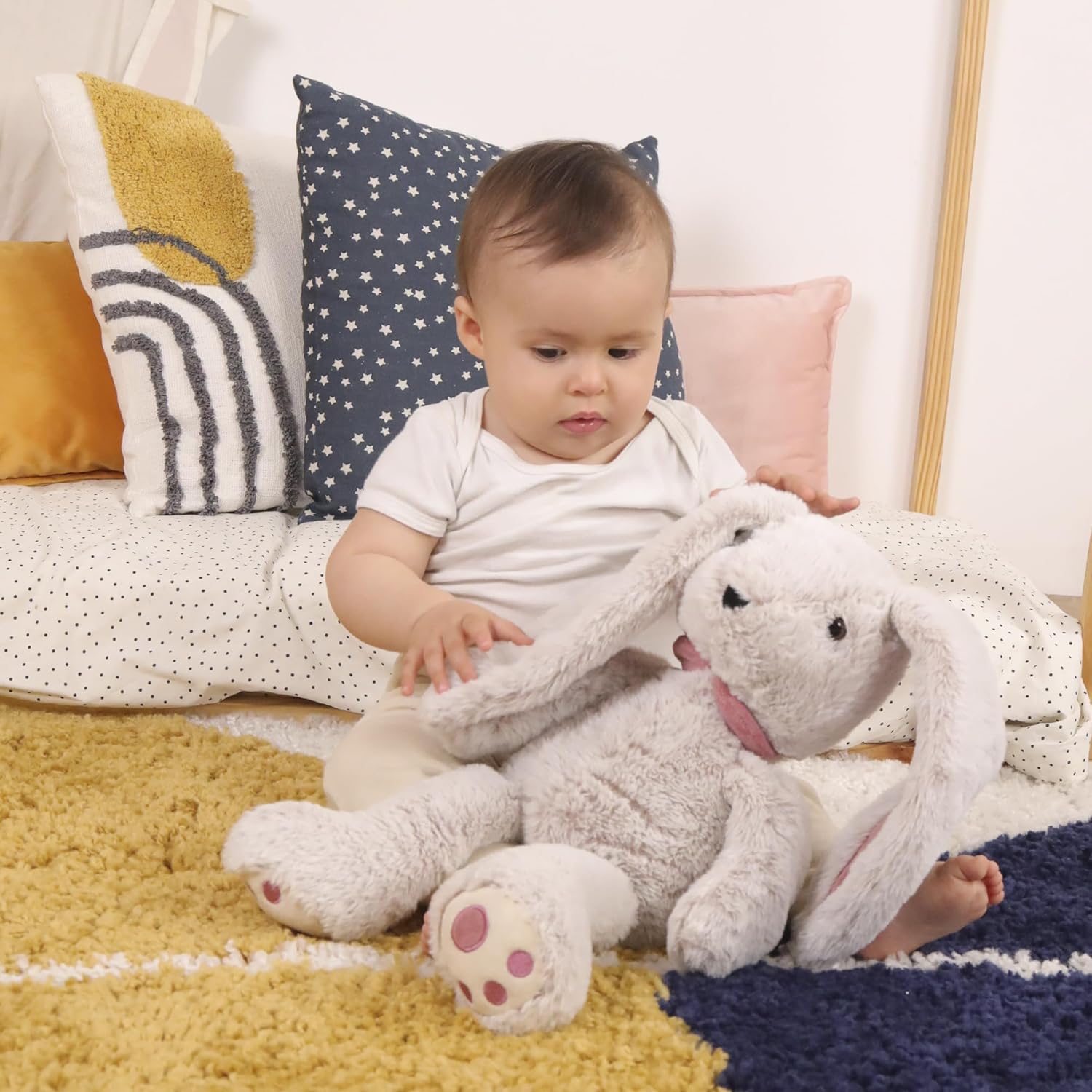 DODO D'AMOUR - Weighted Rabbit Soft Toy - 192903 - Pink - 850 g - Sleep - Relaxation - Soft Toy - French Design - Removable Weight - Machine Washable - Children's Gift - 47 cm - From 6 Months - Image 7