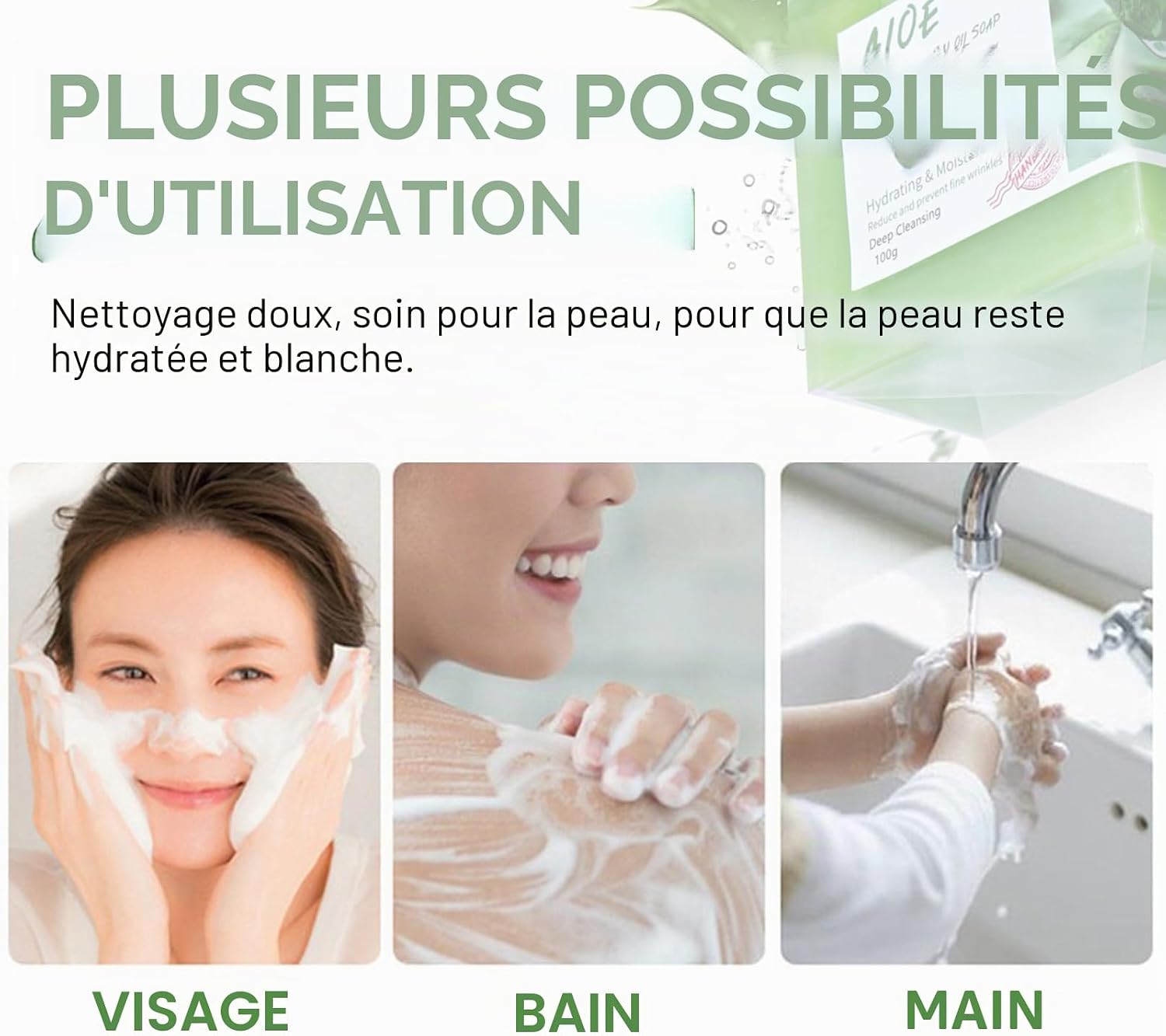 Natural Aloe Vera Soap for Face and Body Care - Deep Cleanses and Moisturizes Sensitive Skin - 100g - Image 4