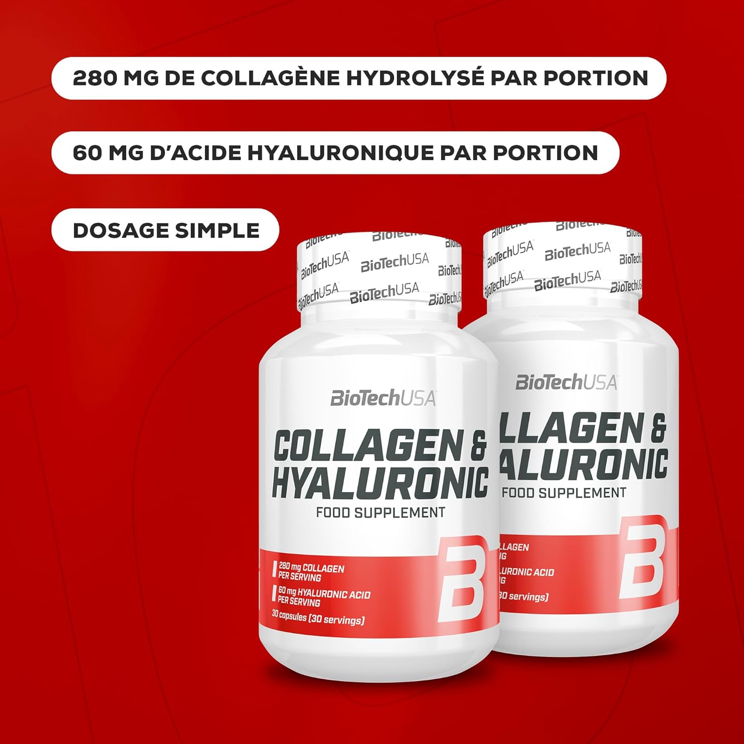 BioTechUSA Collagen & Hyaluronic | 280mg Collagen & 60mg Hyaluronic Acid Per Serving | Easy to Take | Gluten Free, 30 Capsules - Image 4