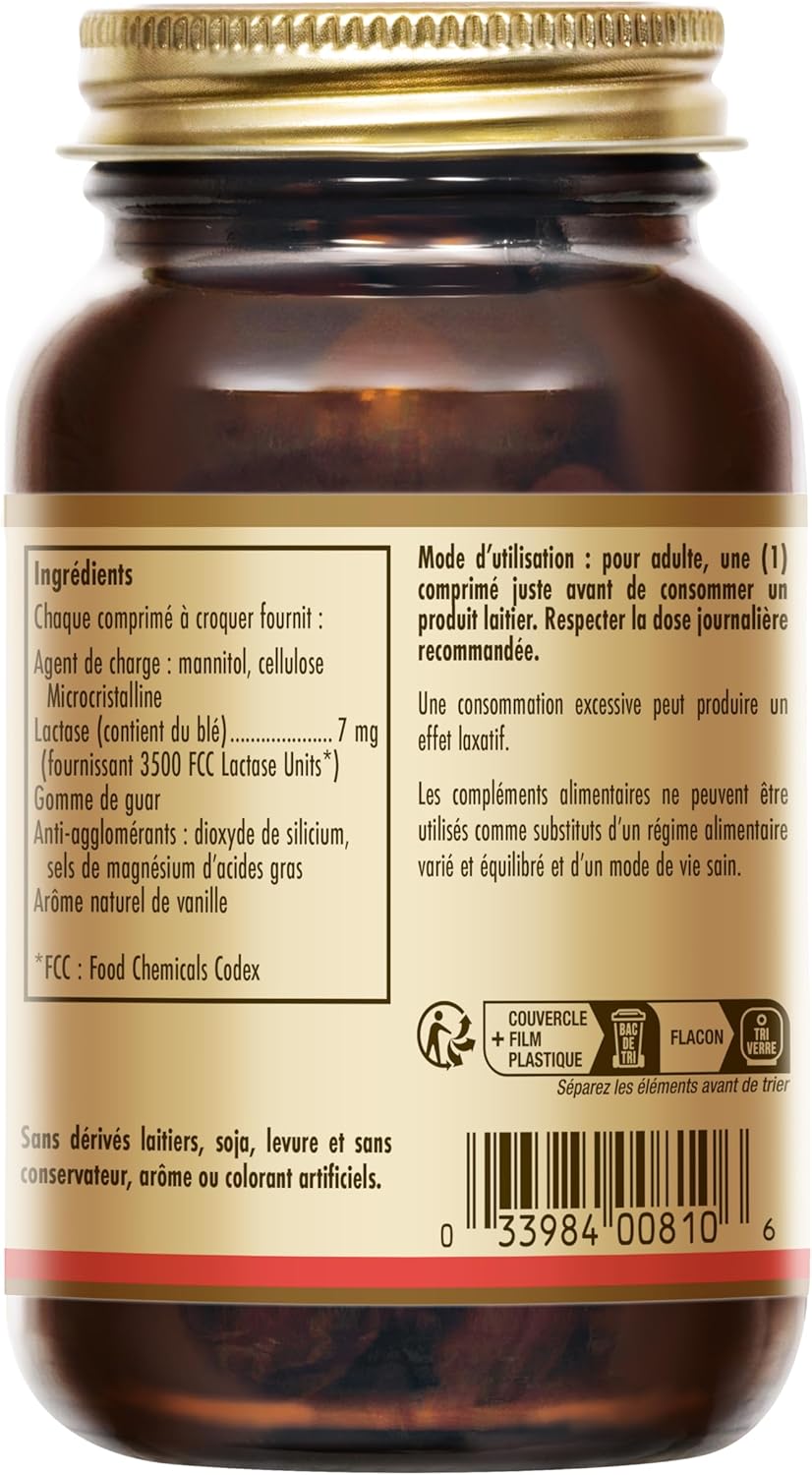 Solgar Lactase 3500 FCC - Improves Lactose Digestion - Digestive Enzyme - Suitable for Lactose Intolerance - Food Supplement - Bottle of 30 Chewable Tablets - Image 6