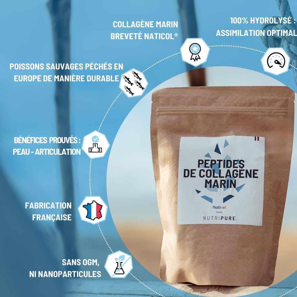 Nutripure Naticol Marine Collagen Powder – Neutral Taste – 150 g | Joint Support, Skin, Bone & Cartilage - 10g per Serving - Hydrolyzed Peptides Type 1 & 3 - 15-30 Jrs - Made in France - Image 4