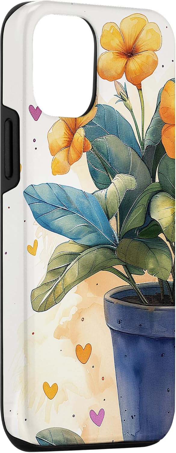Coque pour iPhone 15 Plante d'onagre en pot Cottagecore Hearts Graphic - Image 4