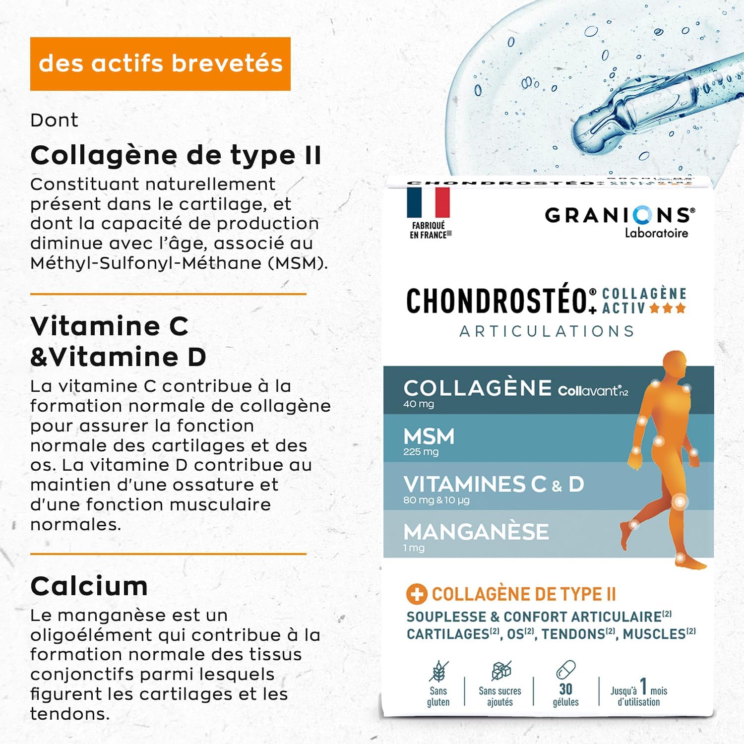 Marine Collagen Vitamin C Granions Chondrosteo+ - Joint Flexibility | Contributes to Joint Flexibility & Comfort With Manganese - Promotes Bone Capital And Mobility, 30 Capsules - Image 3
