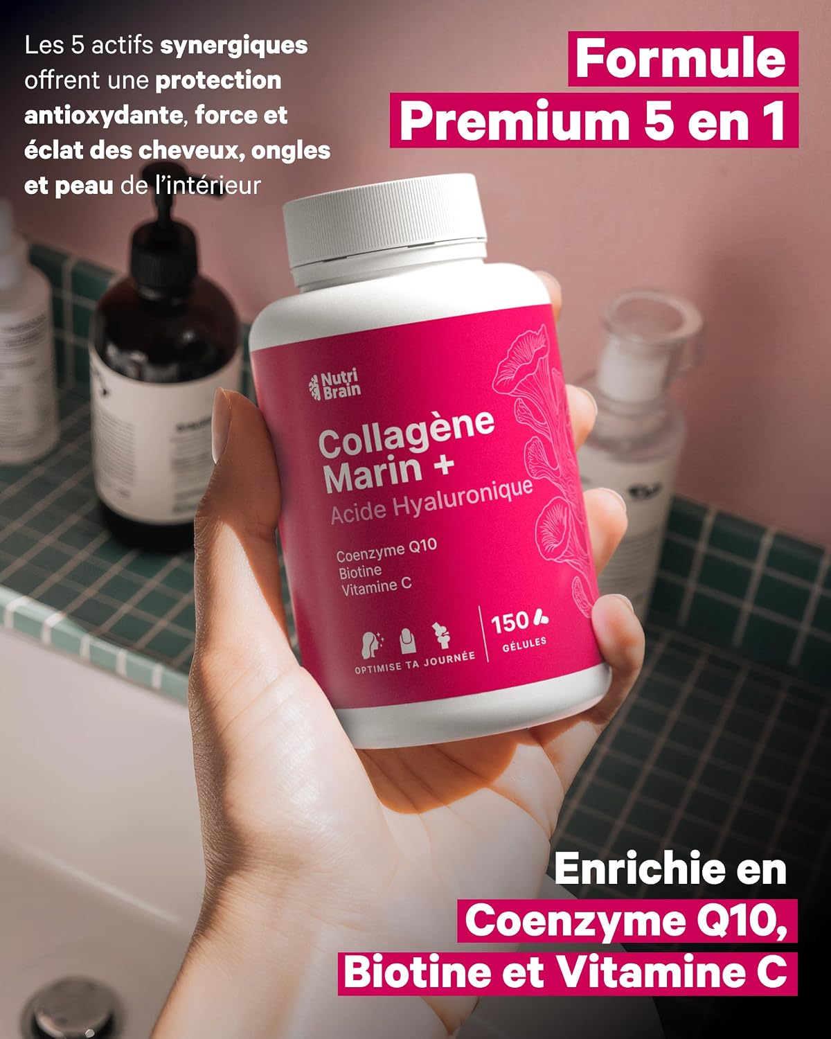 Pure Hydrolyzed Marine Collagen + Hyaluronic Acid, Coenzyme Q10, Biotin & Vitamin C | 150 Capsules | High Bioavailability | 5 Months | Peptides Type 1 | Skin, Hair, Nails, Joints - Image 5