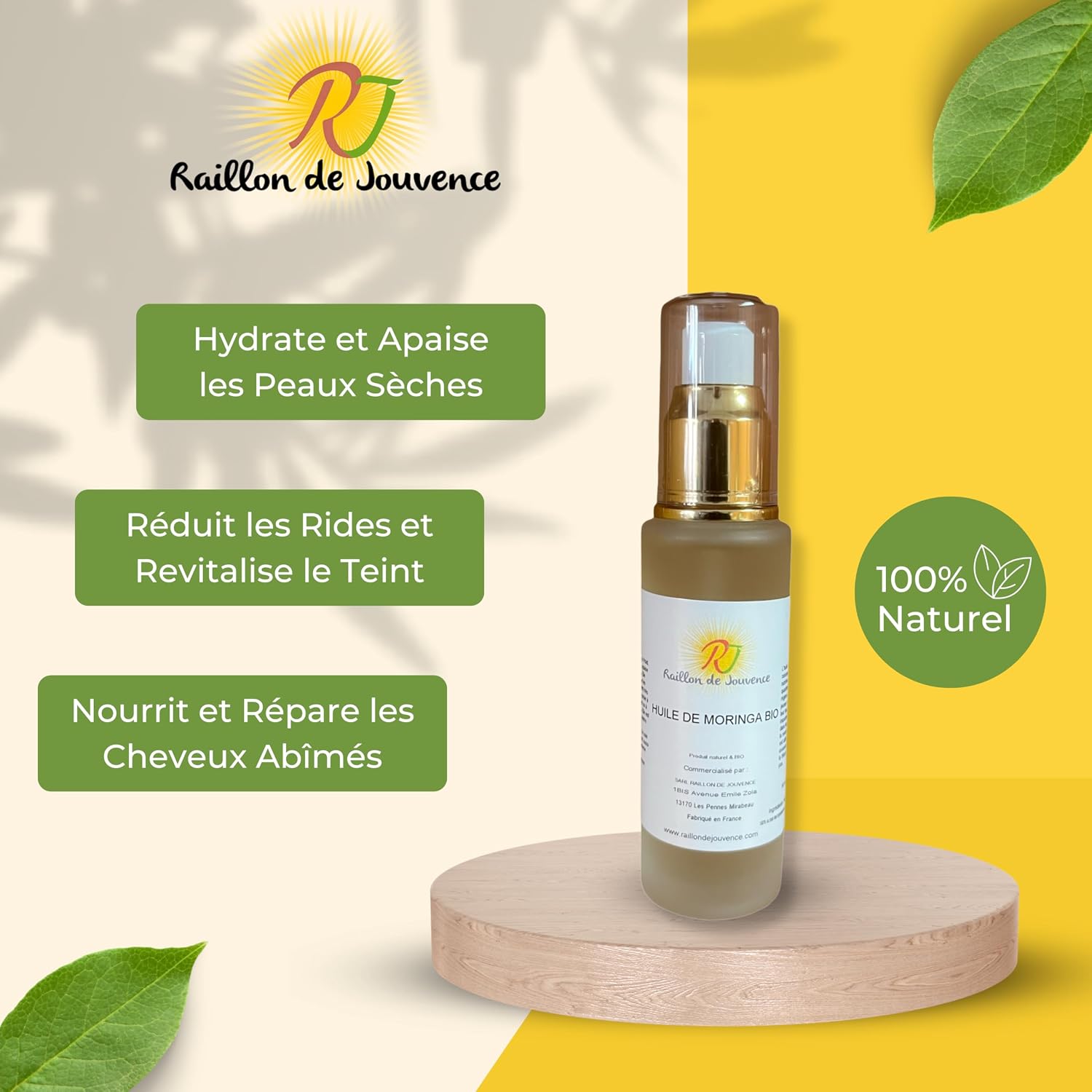 Organic Moringa Oil - 100% Pure and Natural - Moisturizing, Soothing and Anti-Aging - Ideal for Skin Care, Dry and Damaged Hair - 50ml - Image 3