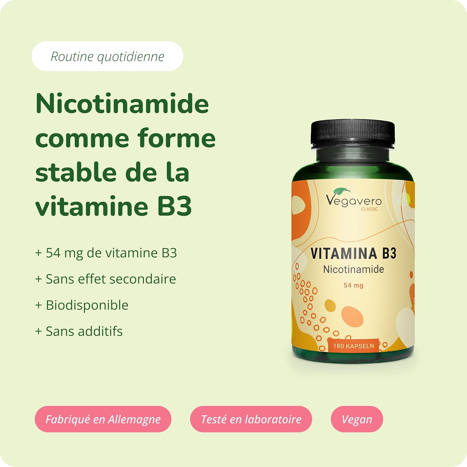 Vitamin B3 Nicotinamide Vegavero | 180 Capsules | Pure Formula (Flush Free) | No Additives | VEGAN - Image 3