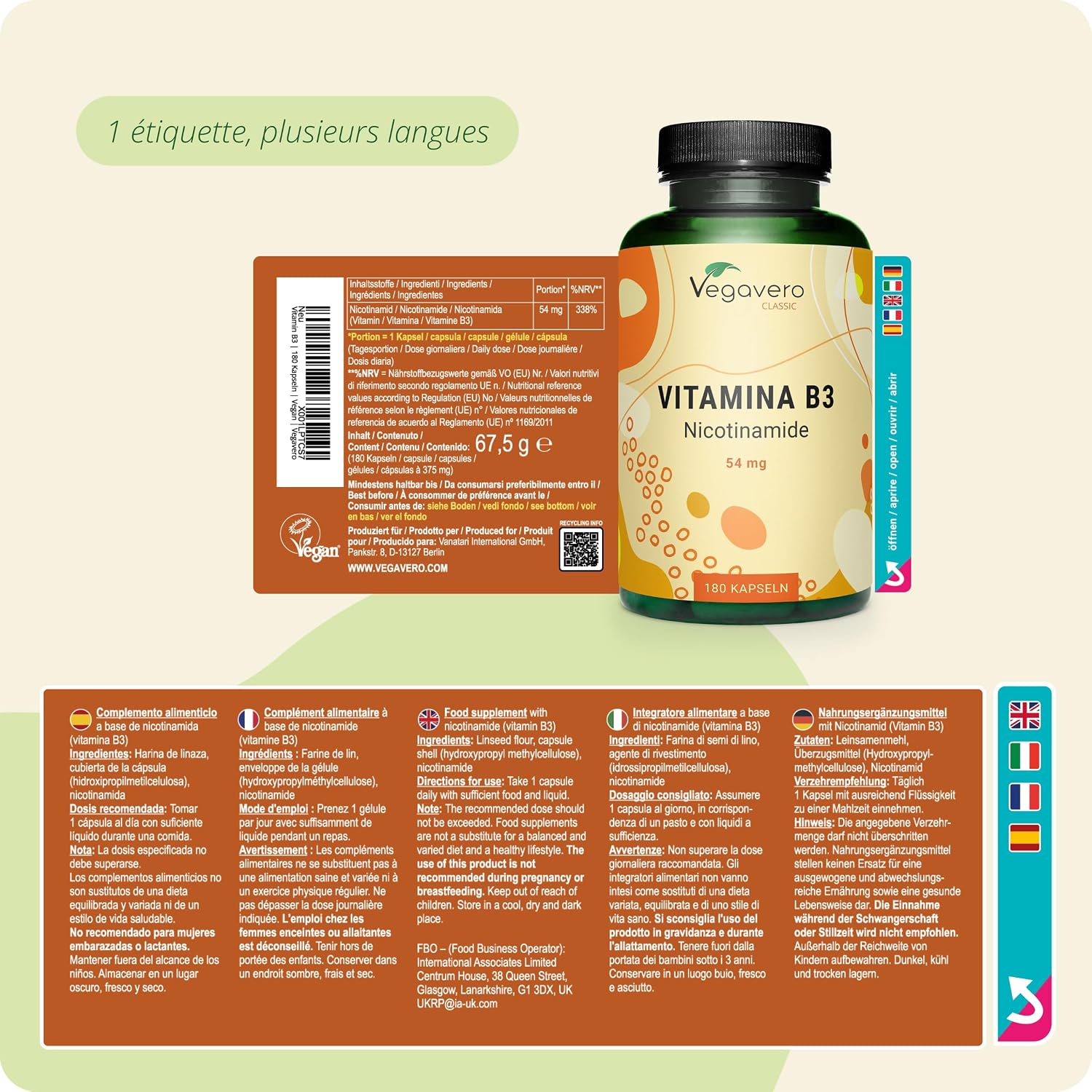 Vitamin B3 Nicotinamide Vegavero | 180 Capsules | Pure Formula (Flush Free) | No Additives | VEGAN - Image 6
