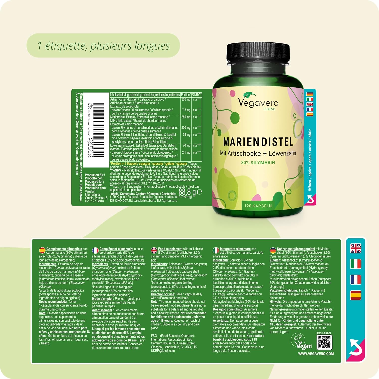 Milk Thistle | With Dandelion + Organic Artichoke | 120 Capsules (4 Months) | French Quality | High Dosage: 80% Silymarin | Liver & Digestion Detox | Vegan and No Additives | Vegavero - Image 6