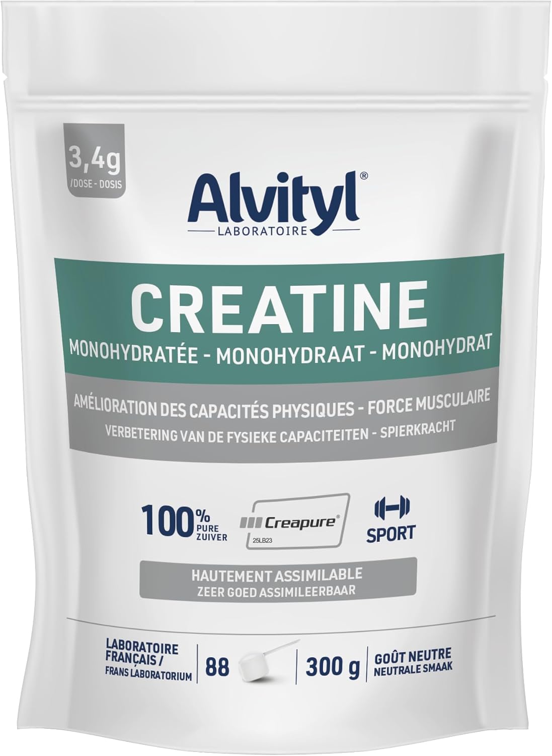 Alvityl Creatine Monohydrate – Creapure – 100% Pure – Improves Physical Capacity – Muscle Strength – Highly Absorbable – 3 g Creatine Creapure per Day – 300 g - Image 2