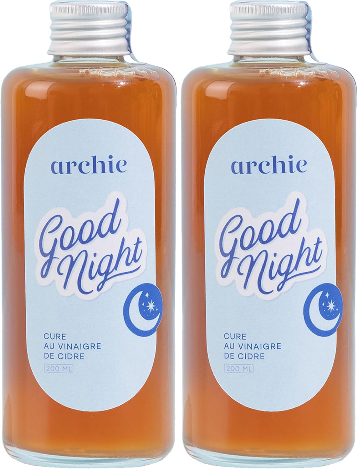 Archie, Good Night Cure Pack, Apple Cider Vinegar - Melisse, Passionflower. Sleep, Serenity, Relaxation. Natural ritual. Made in France. 40 day cure. 2 bottles. - Image 2