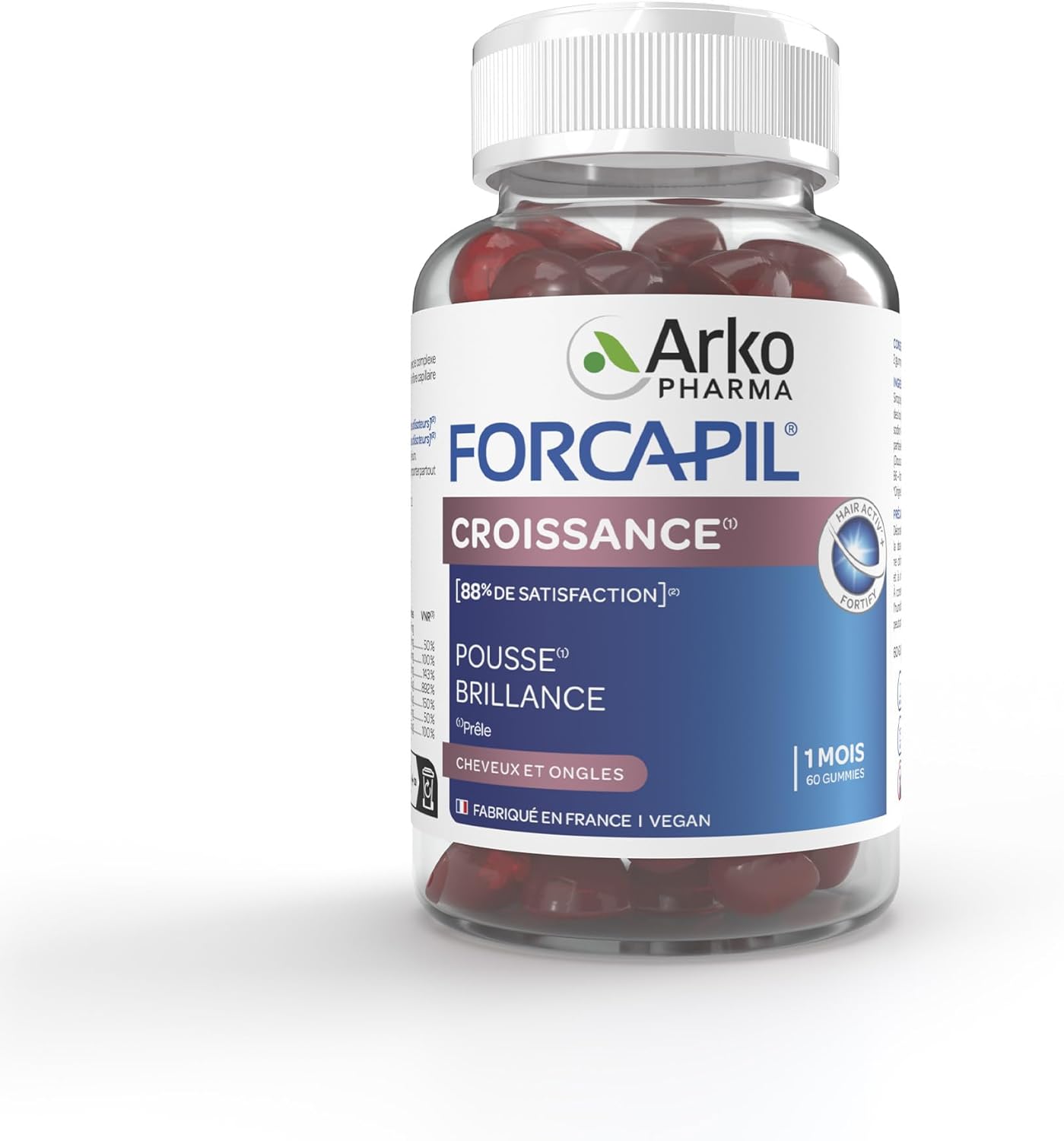 Arkopharma Forcapil Gummies Growth - Hair and Nails - Promotes Hair and Nail Growth - Strengthens Hair Fibre - 60 Gummies - One Month Cure - Image 2