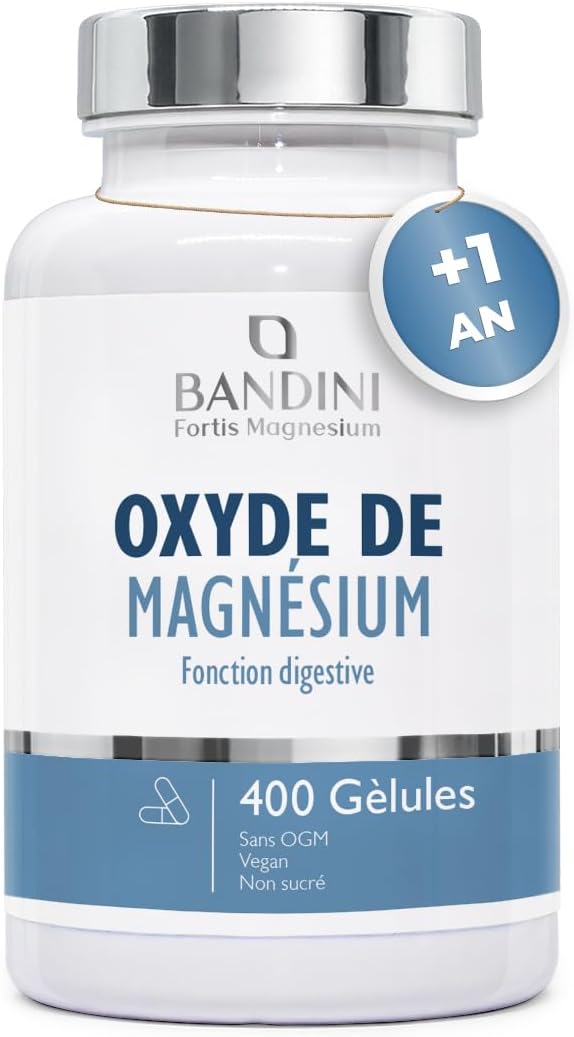 Bandini Magnesium Oxide 400 capsules (+1 year), 664 mg per capsule | including 400 mg elemental magnesium, Against Fatigue, Supports the Digestive System, Magnesium in High Dose, 100% Vegan - Image 2