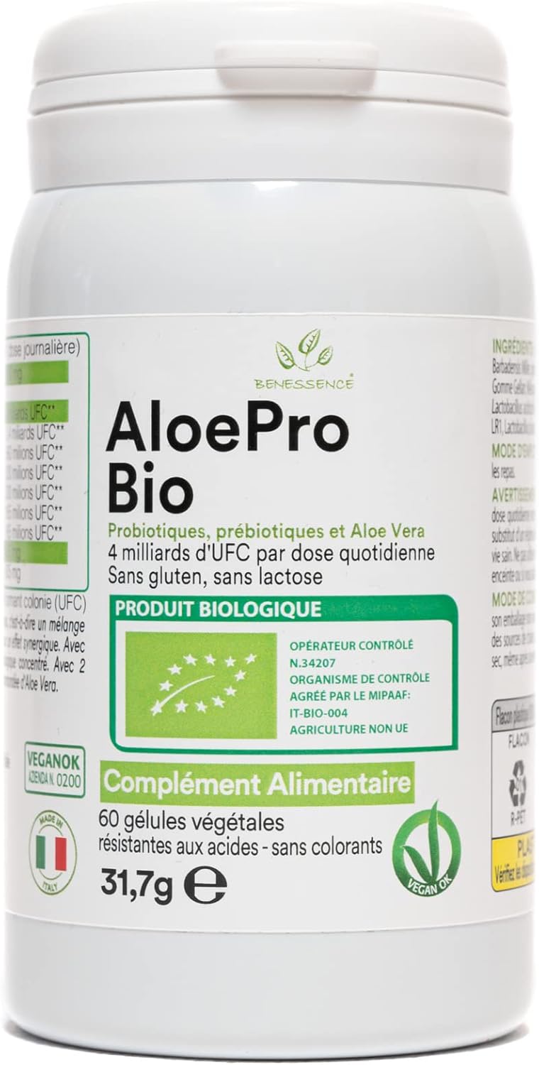 Benessence - Organic Aloe Vera, Probiotics and Prebiotics in Vegetable Capsules - 60 Capsules - Image 2