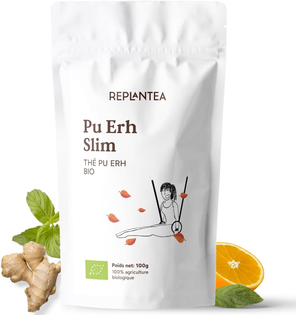 ERH SLIM ORGANIC PU TEA 100g (50 Cups) | Pu Erh Tea with Ginger, Orange, Green Tea, Matcha, Matcha, Mate, Dandelion REPLANTE - Image 2