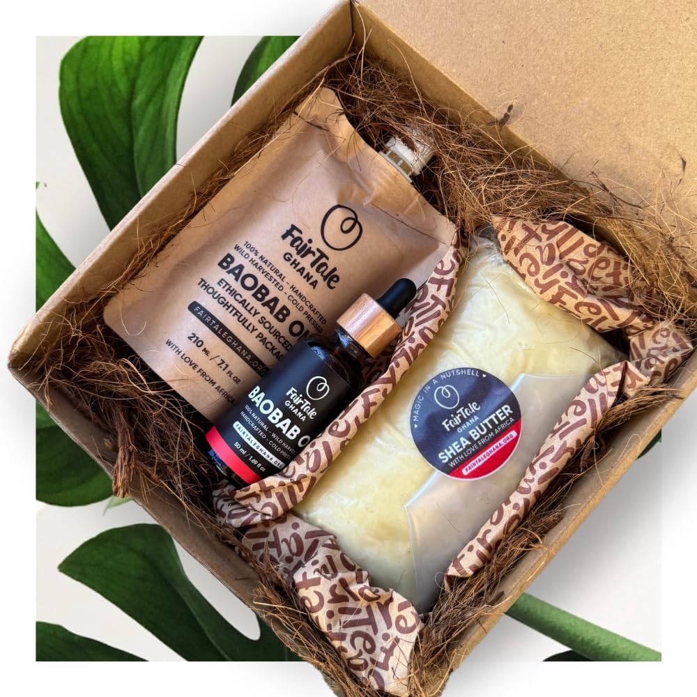 FairTale GHANA Raw African Shea Butter 16oz / 450g + Baobab Oil 210ml / 210ml Set - Image 2