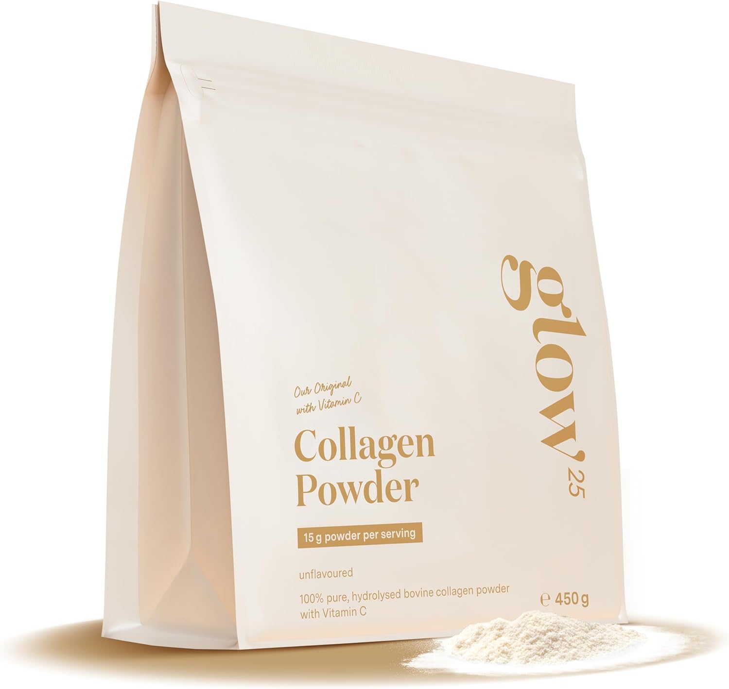 Glow25 Collagen Powder - Vitamin C - Peptides Type 1 & 3 | Collagen powder with vitamin C – hydrolyzate – peptides type 1 and 3 – good solubility – neutral taste - Image 2
