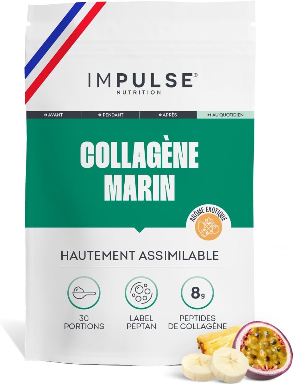 Impulse Nutrition - Hydrolyzed Marine Collagen Type 1 Peptan Powder with Vitamin C - Food Supplement Recovery, Joints & Skin - 270g - Exotic taste - Made in France - Image 2