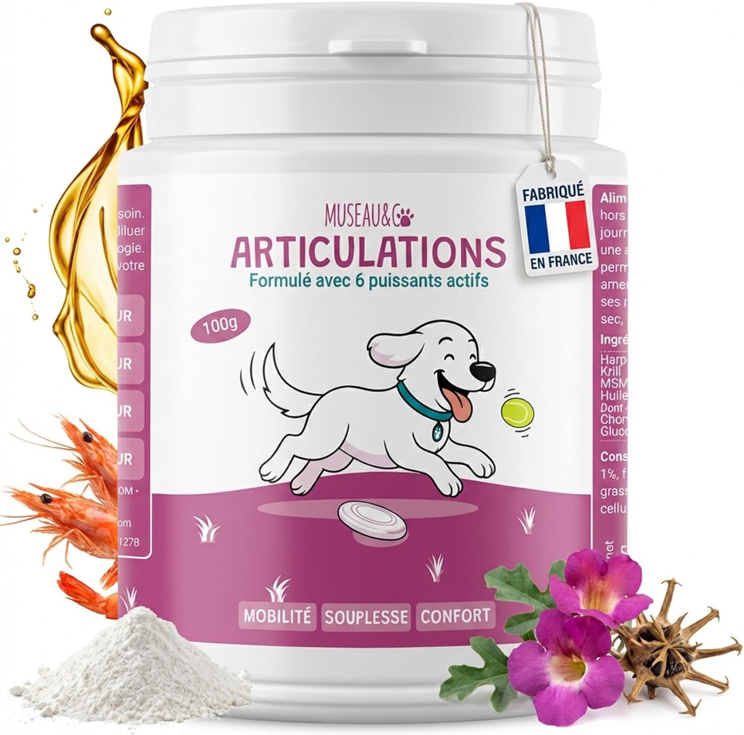 Joints for Dogs and Cats - Anti-Arthrosis Food Supplement - Harpagophytum Glucosamine Chondroitin MSM Krill - Mobility & Flexibility - Formulated by Veterinarians - Made in France - Image 2