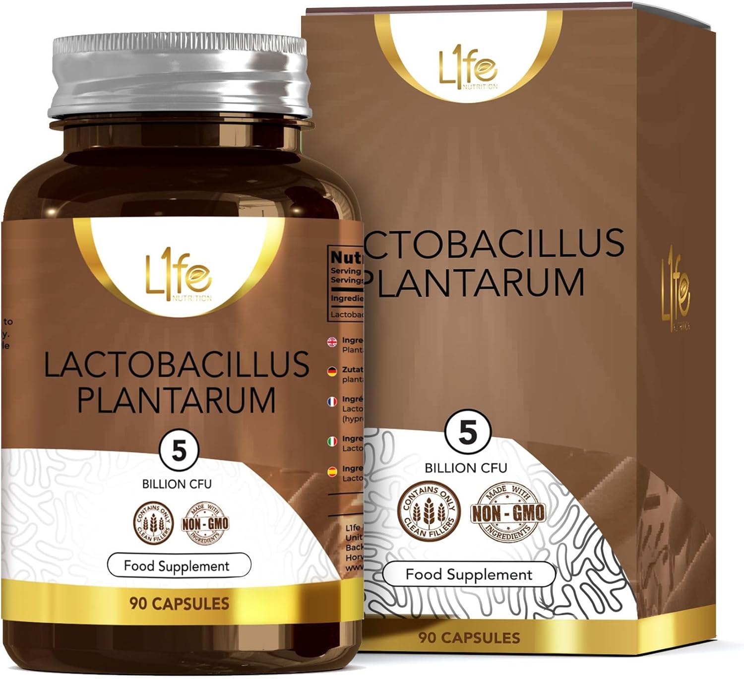 LN Lactobacillus Plantarum | 90 Probiotic L-Plantarum Capsules - 5 Billion CFU Per Serving | Probiotic Prebiotic | Non-GMO Gluten Free Allergen Free | Made in the UK - Image 2