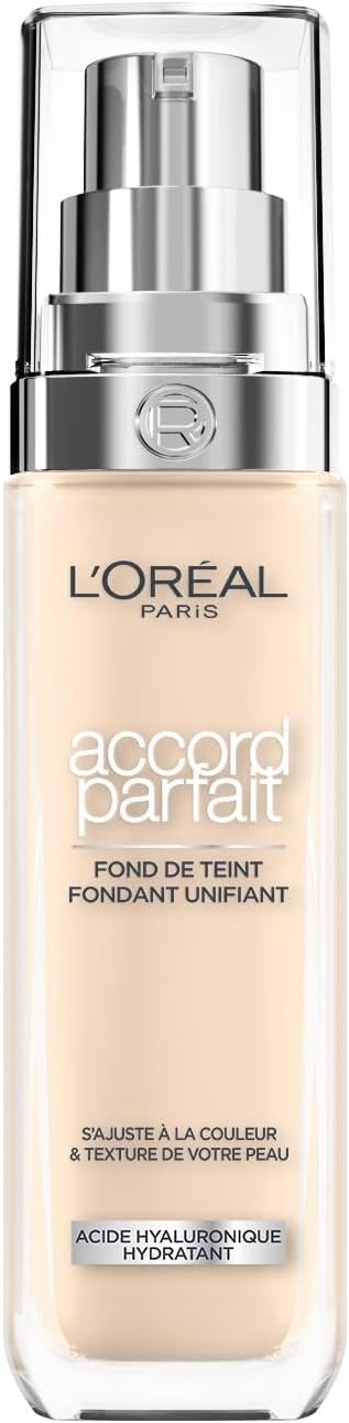 L'Oréal Paris Fluid Foundation - 24H Hydration - Hyaluronic Acid Formula - All Skin Types - Perfect Match - Ivory (1.N) - 30 ml - Image 2
