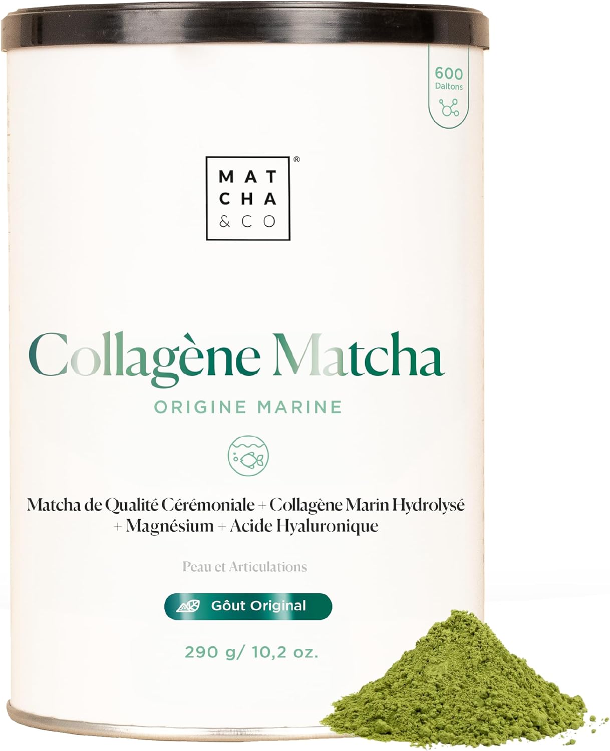Matcha Collagen. Marine Collagen with Magnesium, Matcha Tea and Hyaluronic Acid. Matcha Lemon Flavour. Joints, Skin and Nails. 296 g. Matcha Collagen Powder (Matcha) - Image 2