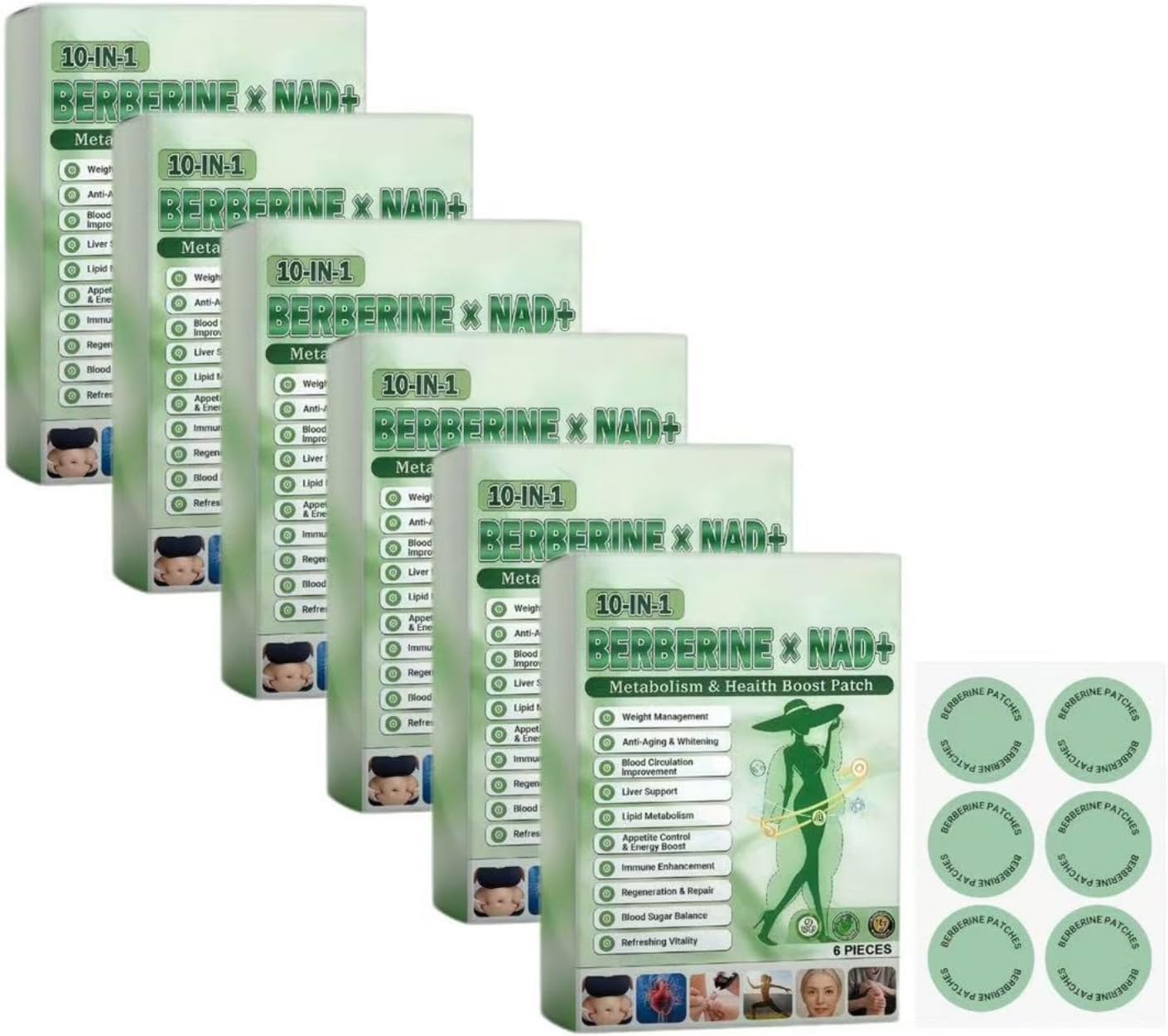 Moringa NAD+ 10 in 1 Advanced Nano, Moringa Berberine Patches, Microneedle Patch, Berberine Slimming Patch for Men and Women Light Daily Activities, one box contains six patches. - Image 2