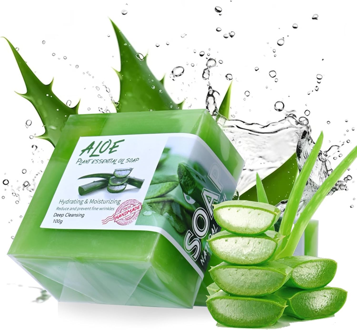 Natural Aloe Vera Soap for Face and Body Care - Deep Cleanses and Moisturizes Sensitive Skin - 100g - Image 2