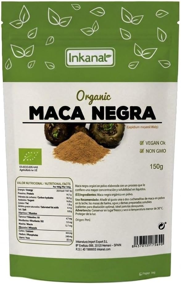 Organic Black Maca Powder - 150g | inkanat | Natural Energy, Vitality and Physical and Mental Performance - Image 2
