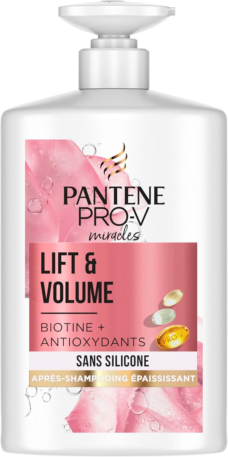 Pantene Biotin and Rose Water Thickening Conditioner, Lift & Volume, XL with Pump, 1000 ml - Image 2