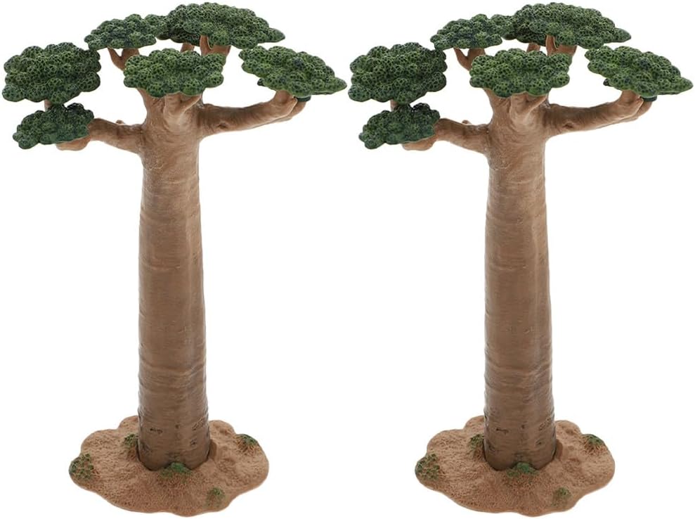 SEWACC Lot de 2 mini baobabs ornements, paysage de train, architecture, modèles de plantes pour bricolage, accessoires de paysage, décoration de bureau à domicile - Image 2