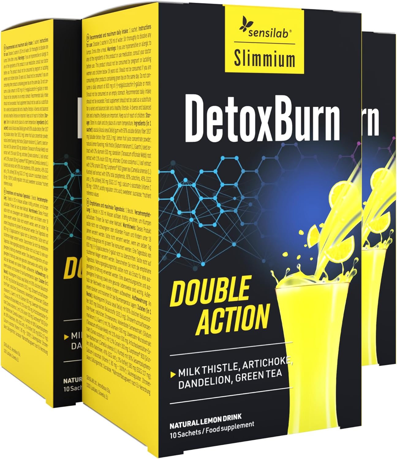 Sensilab Slimmium DetoxBurn Milk Thistle Drink, 30 Sachets | Artichoke, Dandelion and Green Tea, Vitamin C helps reduce fatigue - Image 2