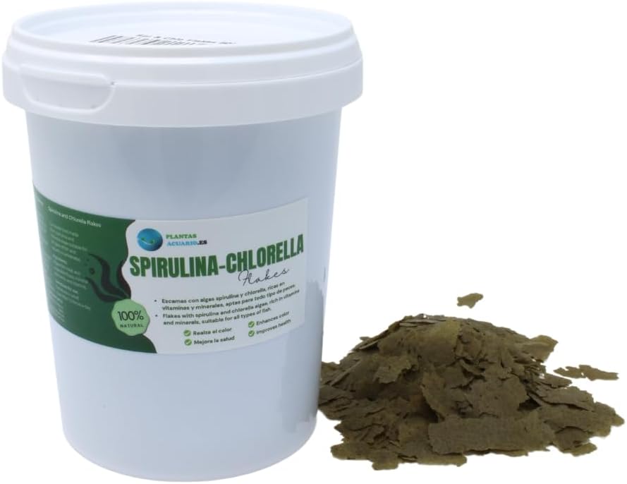 Spirulina Chlorella Flakes Plantasebuario 500 ml, Seaweed Based Flakes, for All Types of Fish - Image 2