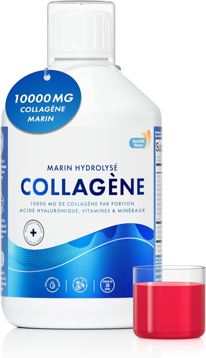 Swedish Nutra 10000mg Liquid Marine Collagen 500ml 20 Day Hyaluronic Acid Biotin Vitamin C Hair Skin Nails Joints Sugar Free for Men and Women - Image 2