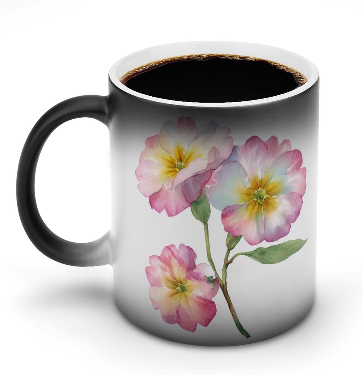 Tasse à café en céramique à changement de couleur avec fleurs d'onagre - 325 ml - Image 2