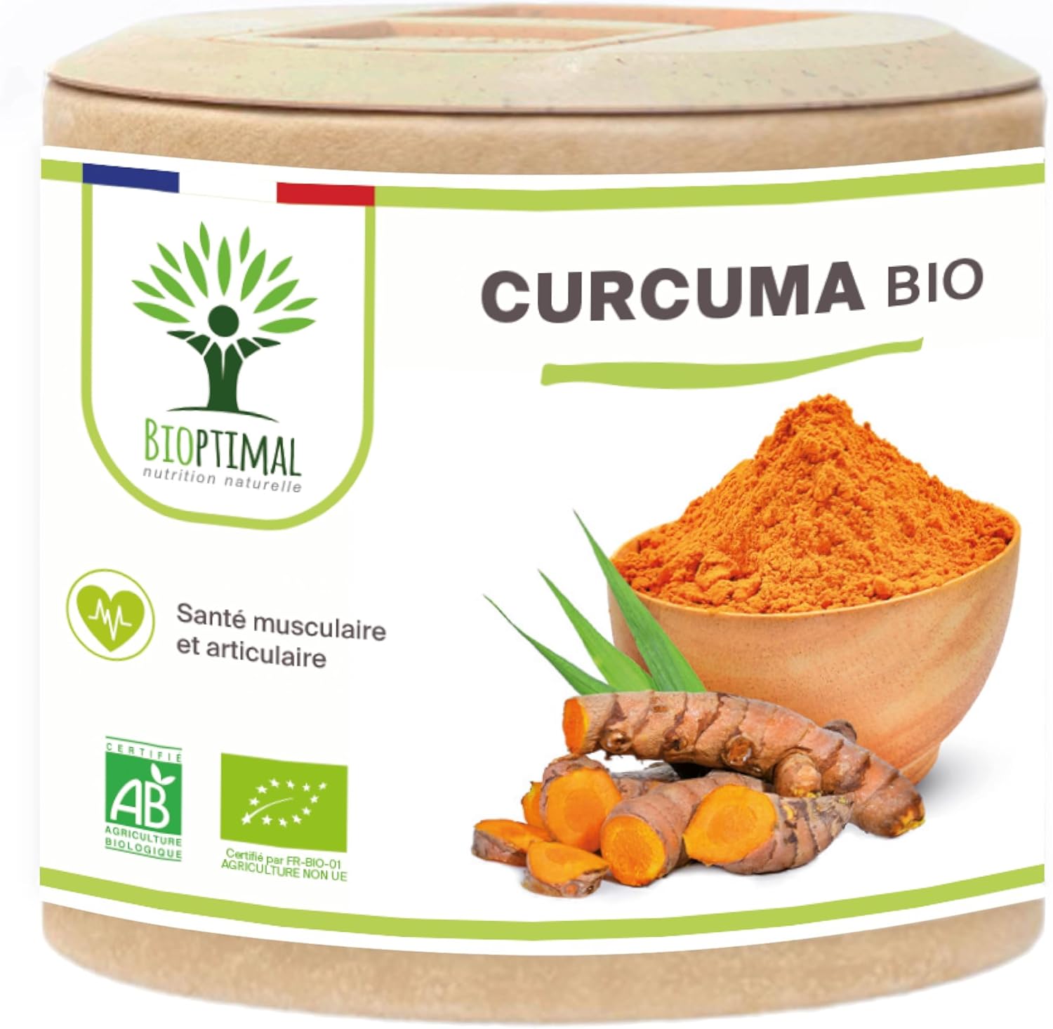 Turmeric + Organic Black Pepper - Bioptimal - Food Supplement - Antioxidant Digestion Joint - Curcumin Active Piperine - High Absorption - Made in France - Ecocert Certified - 60 Capsules - Image 2