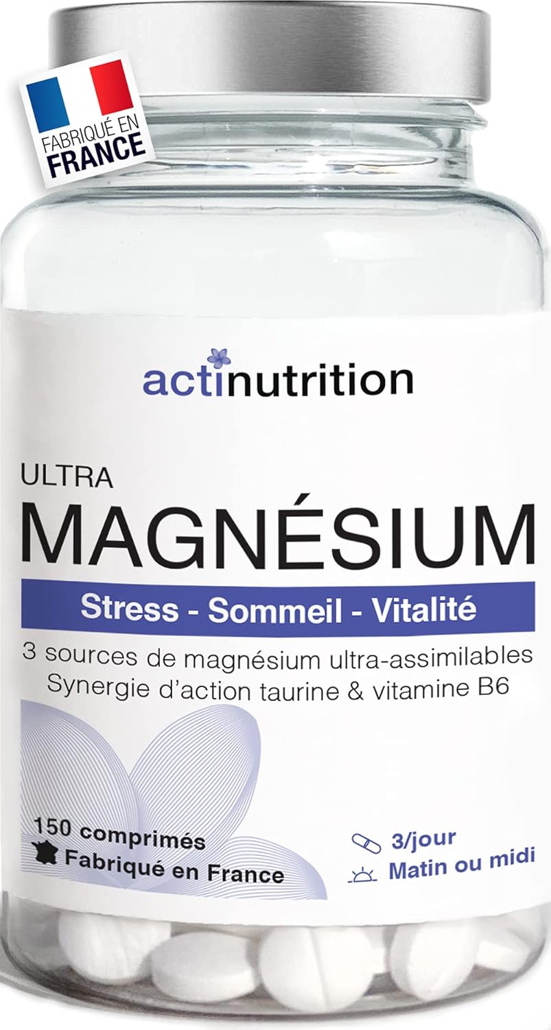 ULTRA Magnesium | Ultra-Assimilable Bisglycinate, Citrate and Magnesium Malate | Taurine, B6 & B8 | Stress, Sleep & Vitality | Vegan & Gluten Free | 414mg/d 150 tablets | Made in France - Image 2