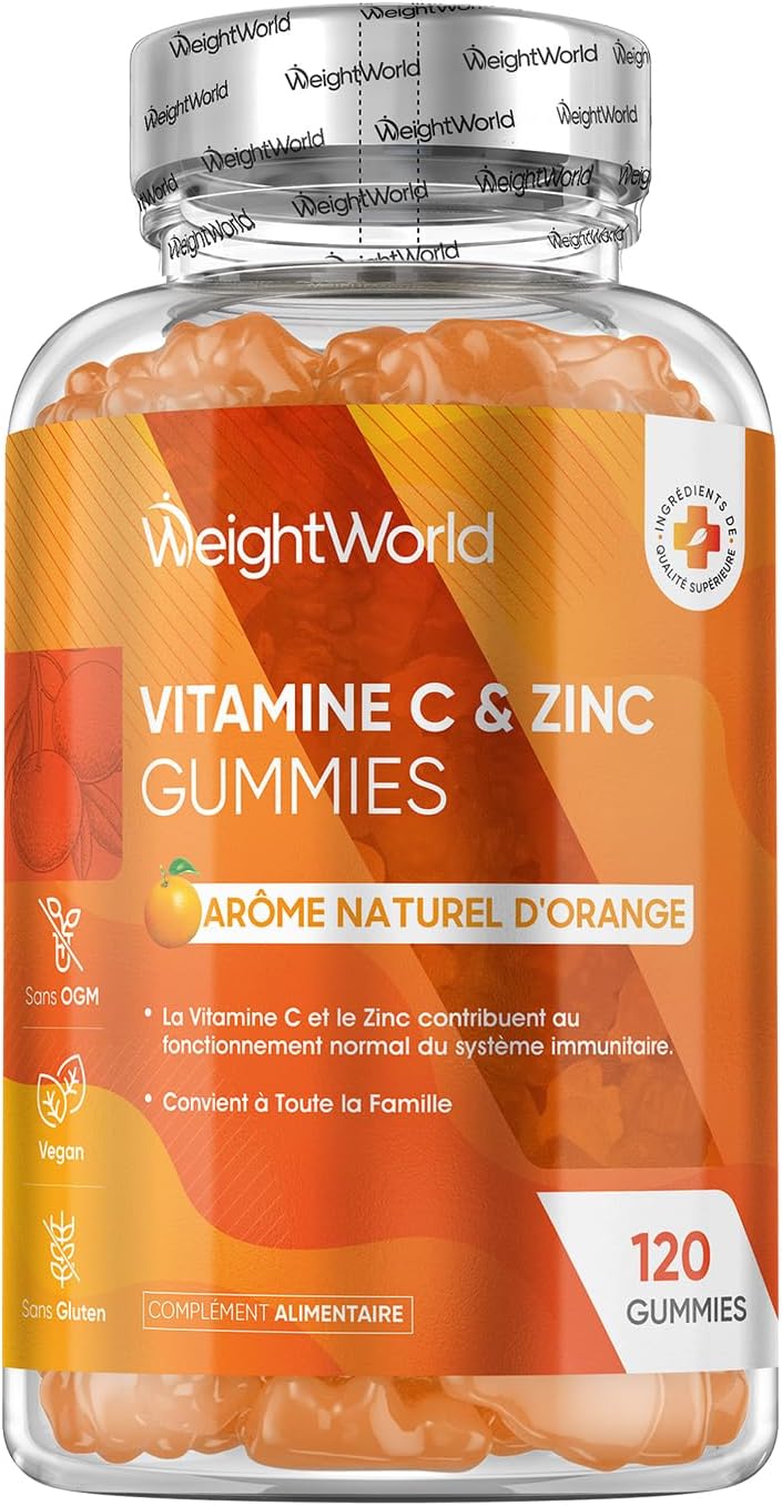 Vitamin C Gummies with Zinc, 120 Vegan Gums, for Adults and Children from 3 Years with Natural Orange Flavor, 200mg Vit C Ascorbic Acid with 6mg Zinc - Image 2