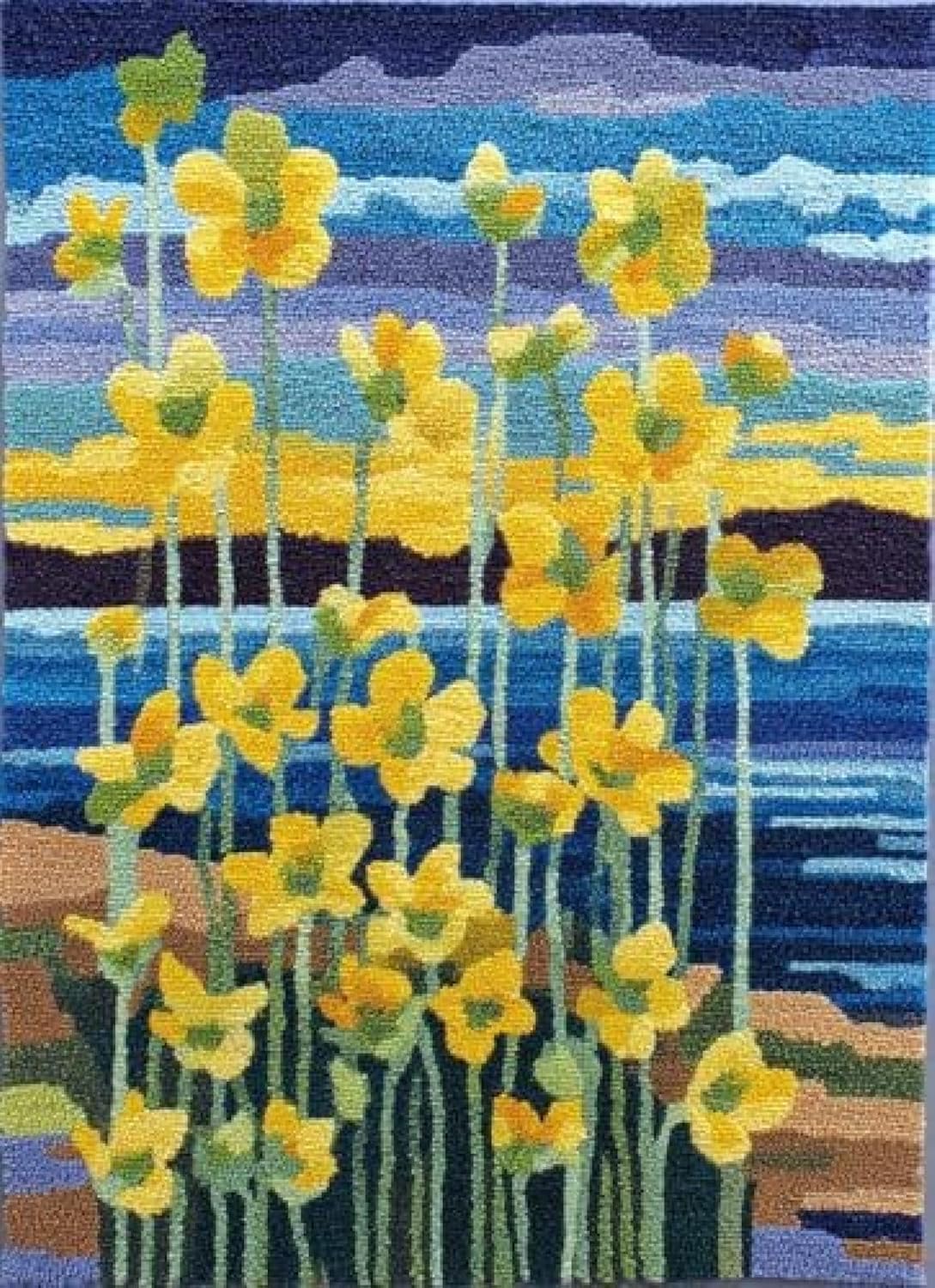 XDEGHUANGSS Kit de tapis à crocheter avec motif d'onagre et fond marin,housse de tapis pré-imprimée,coussin à faire soi-même,kit de loisirs créatifs au crochet pour la décoration de sol,38x52 cm - 4 - Image 2