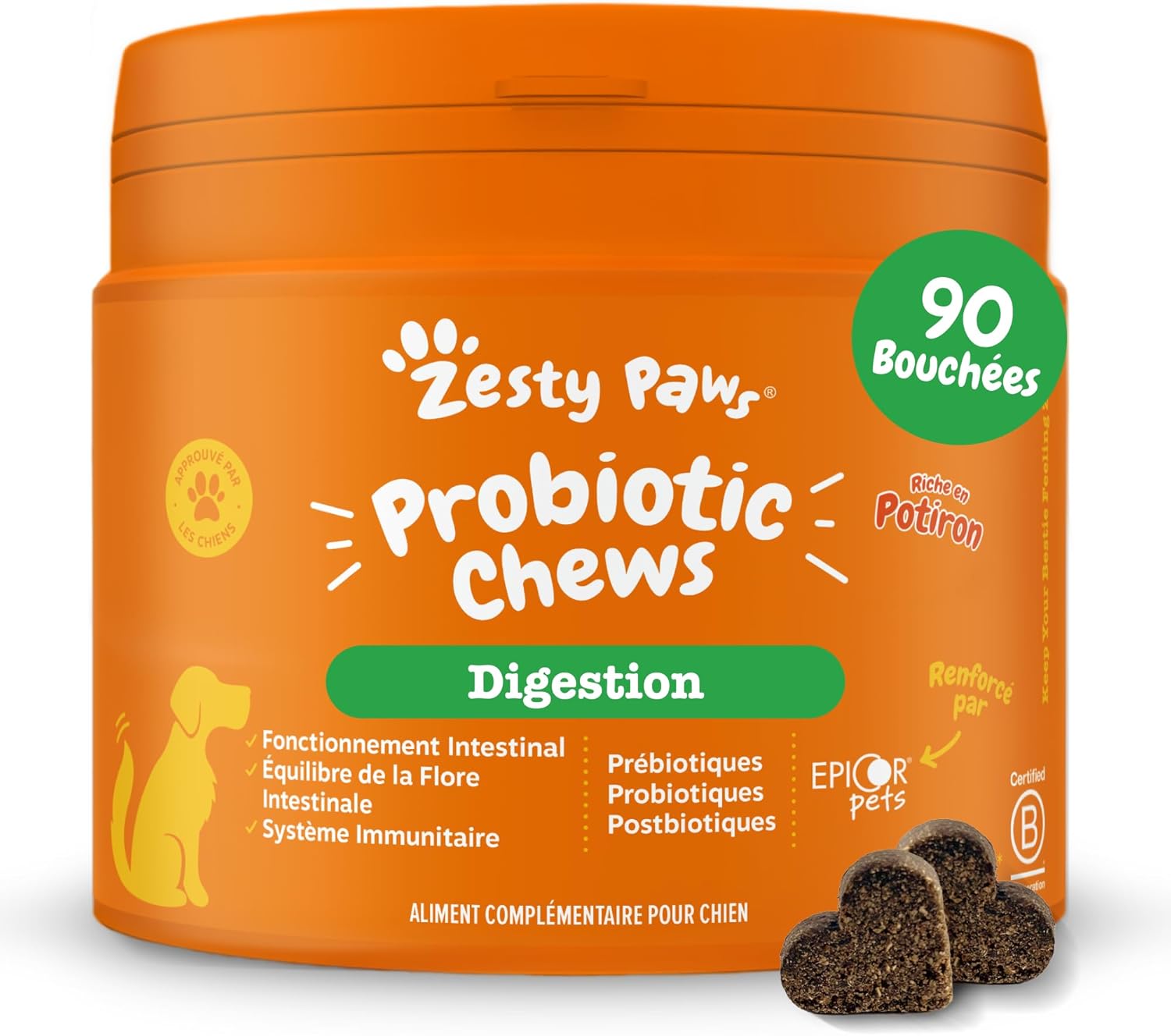 Zesty Paws Dog Probiotic Bites | Supports Digestion, Intestinal Balance, Immune System | Prebiotics, Probiotics, Postbiotics | Daily Use | 90 Bites - Image 2