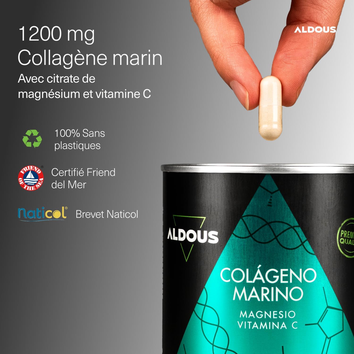 Marine Collagen with Magnesium and Vitamin C - 200 capsules - Type 1 and 3 | Marine Collagen for Nails, Hair, Skin Hydration - Beauty - Hydrolyzed Collagen Naticol - Food Supplement - Image 3