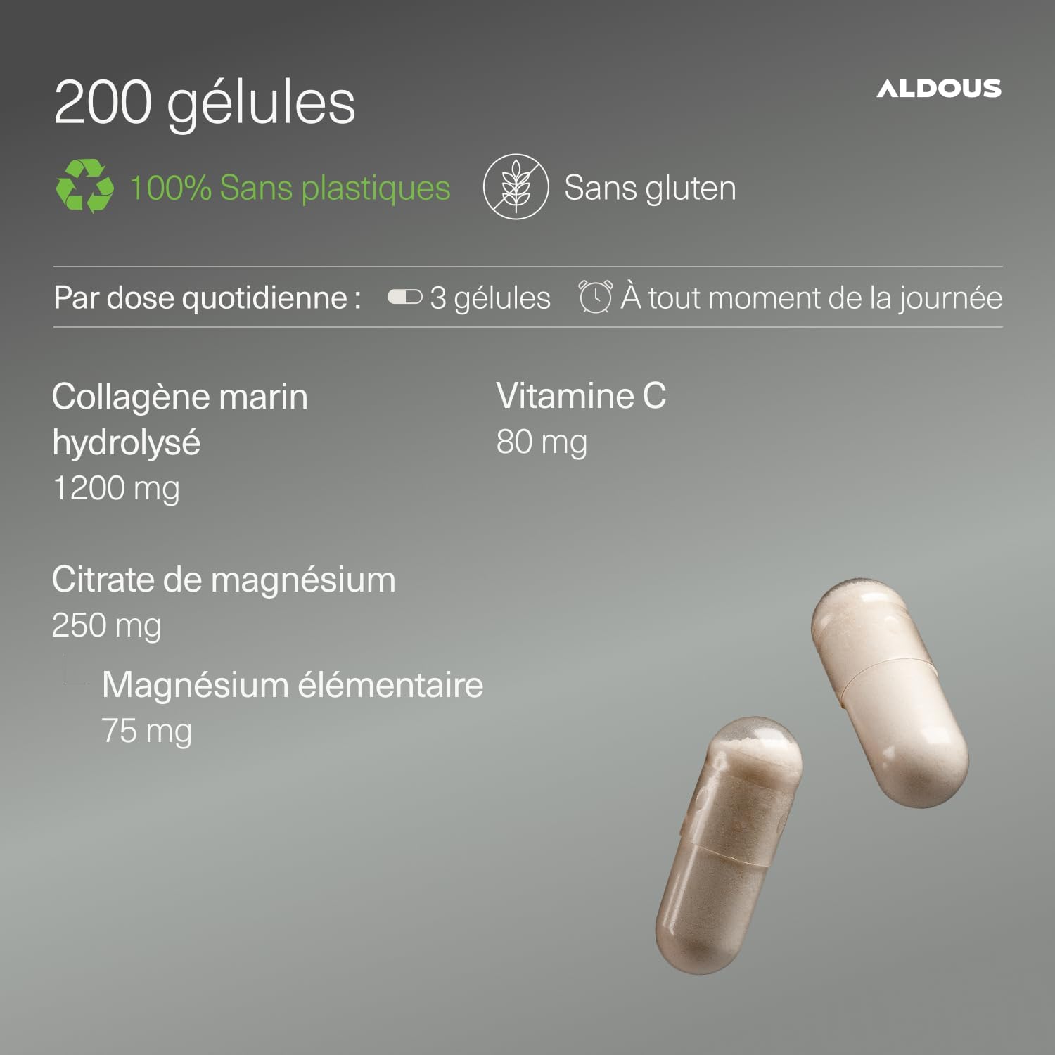 Marine Collagen with Magnesium and Vitamin C - 200 capsules - Type 1 and 3 | Marine Collagen for Nails, Hair, Skin Hydration - Beauty - Hydrolyzed Collagen Naticol - Food Supplement - Image 4