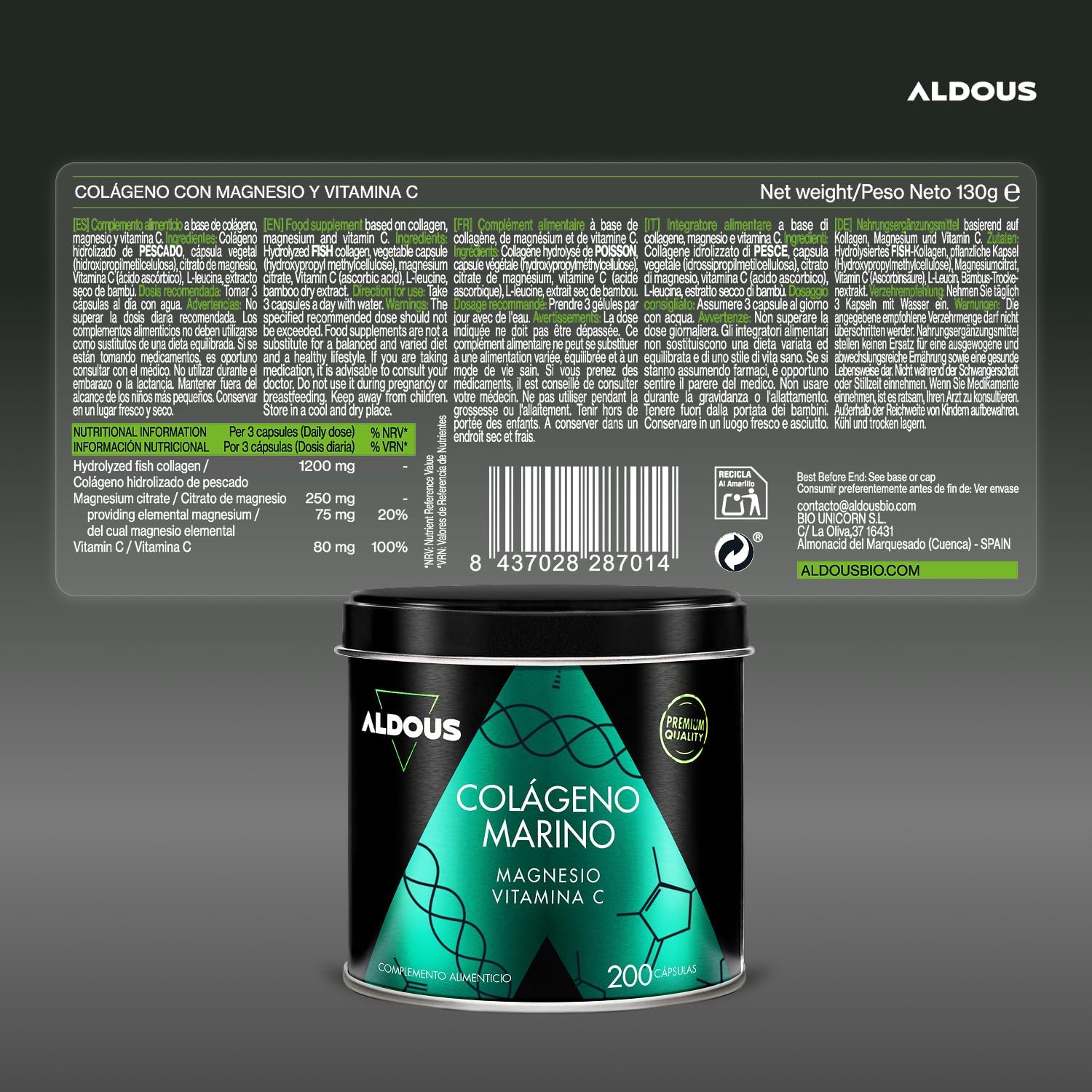 Marine Collagen with Magnesium and Vitamin C - 200 capsules - Type 1 and 3 | Marine Collagen for Nails, Hair, Skin Hydration - Beauty - Hydrolyzed Collagen Naticol - Food Supplement - Image 7