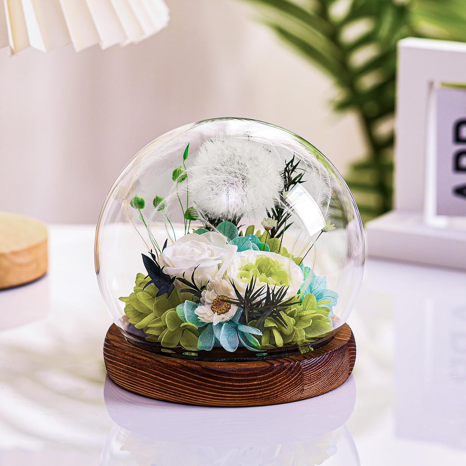 Gift Idea Glass Dandelion Valentine's Day Gift for Wife Girlfriend Sisters Teacher Mom Grandma Flower Under Bell Wish Fulfillment Gifts Encouragement for Her - Image 4