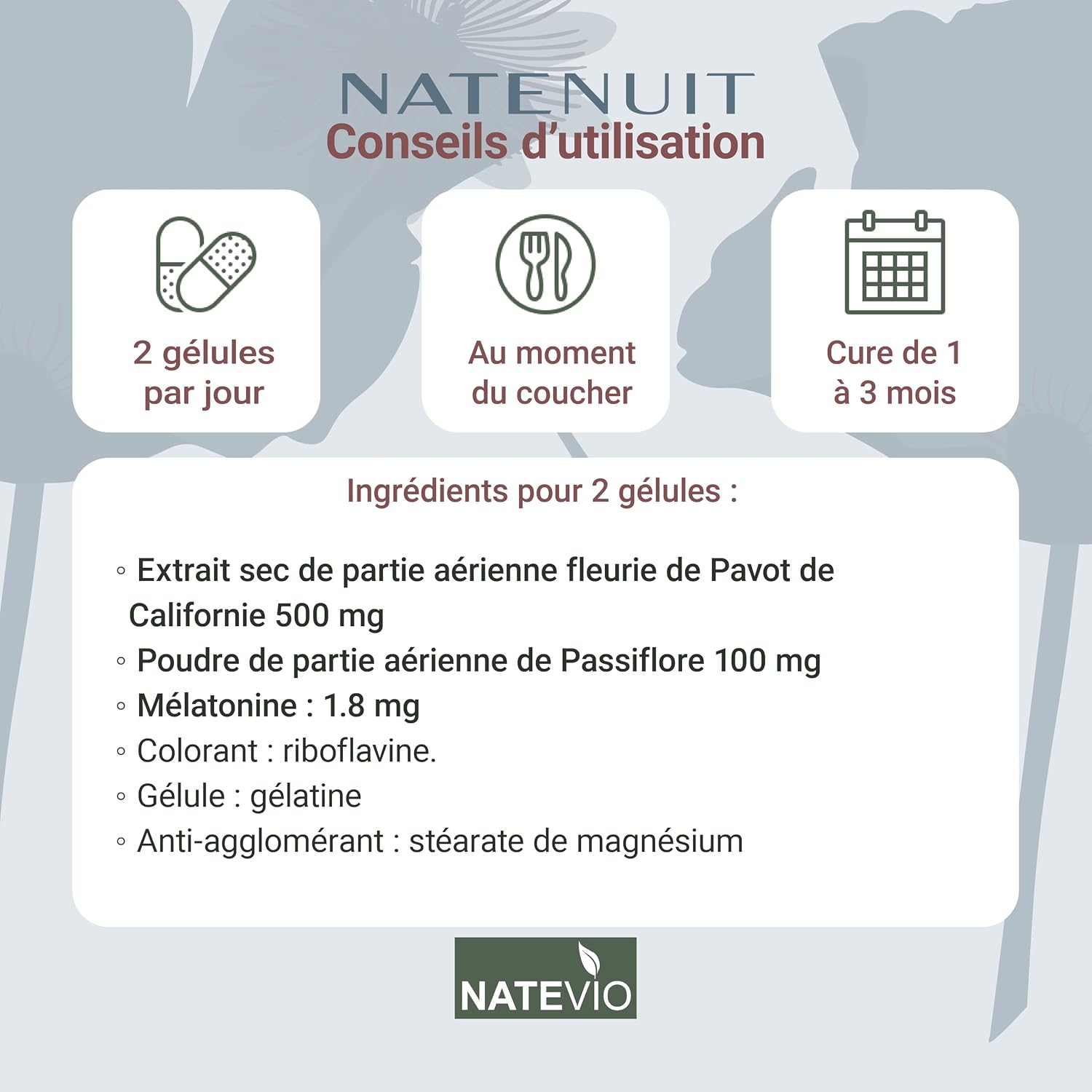 NATENUIT 120 Melatonin Passionflower California Poppy - Image 4