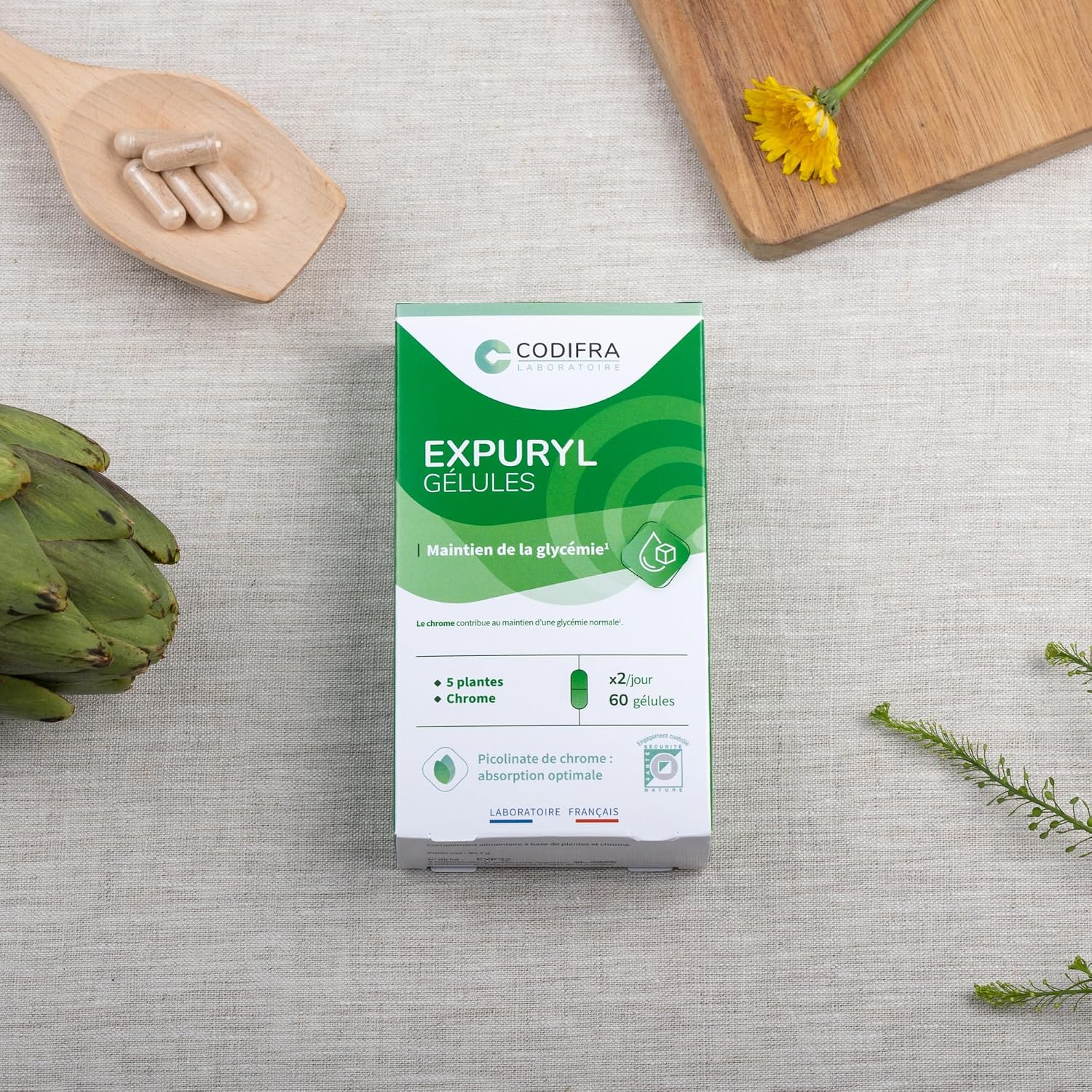 CODIFRA | Expuryl 60 Gélules | Phytodraineur Détox | Artichaut, Pissenlit, Cassis, melon d'eau, cannelle, Chrome - Image 3