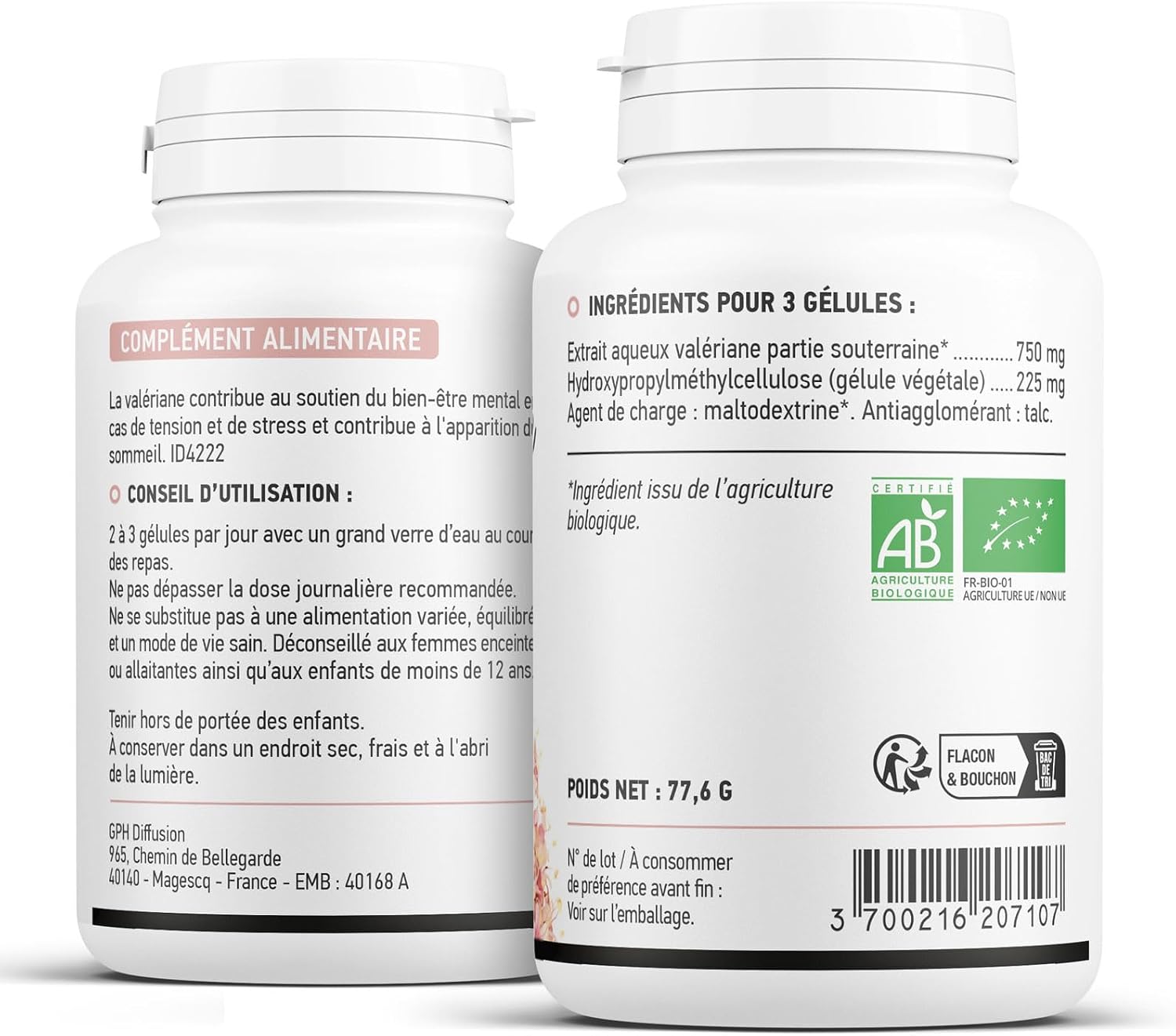 Valerian Bio - 250 mg - 200 vegetable capsules - Image 3